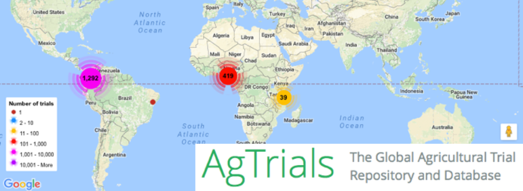An overview map of existing cassava trials around the globe