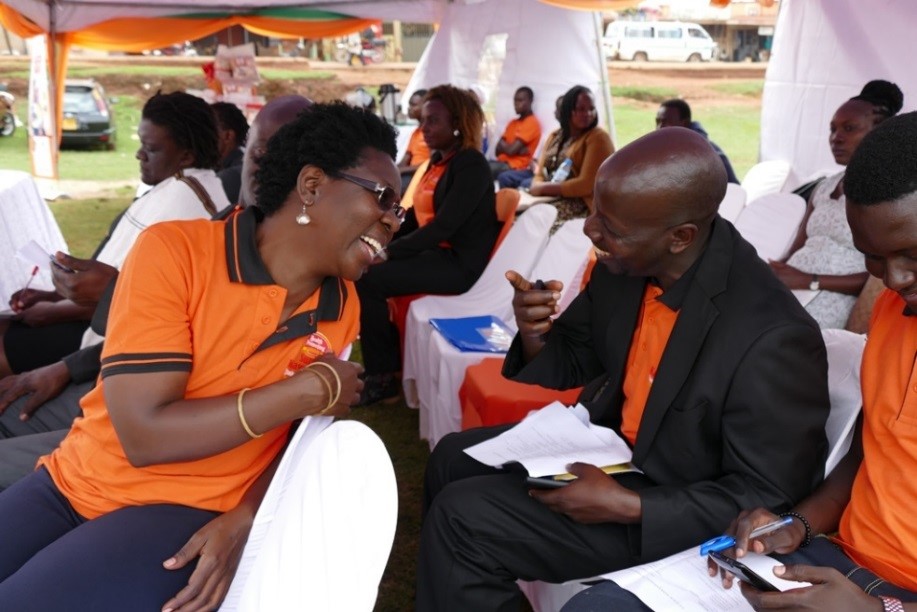 Figure 3: Left Prof. Dorothy Nakimbugwe Director Nutreal Ltd, speaking to Dr. Stanley Nkalubo from NARO