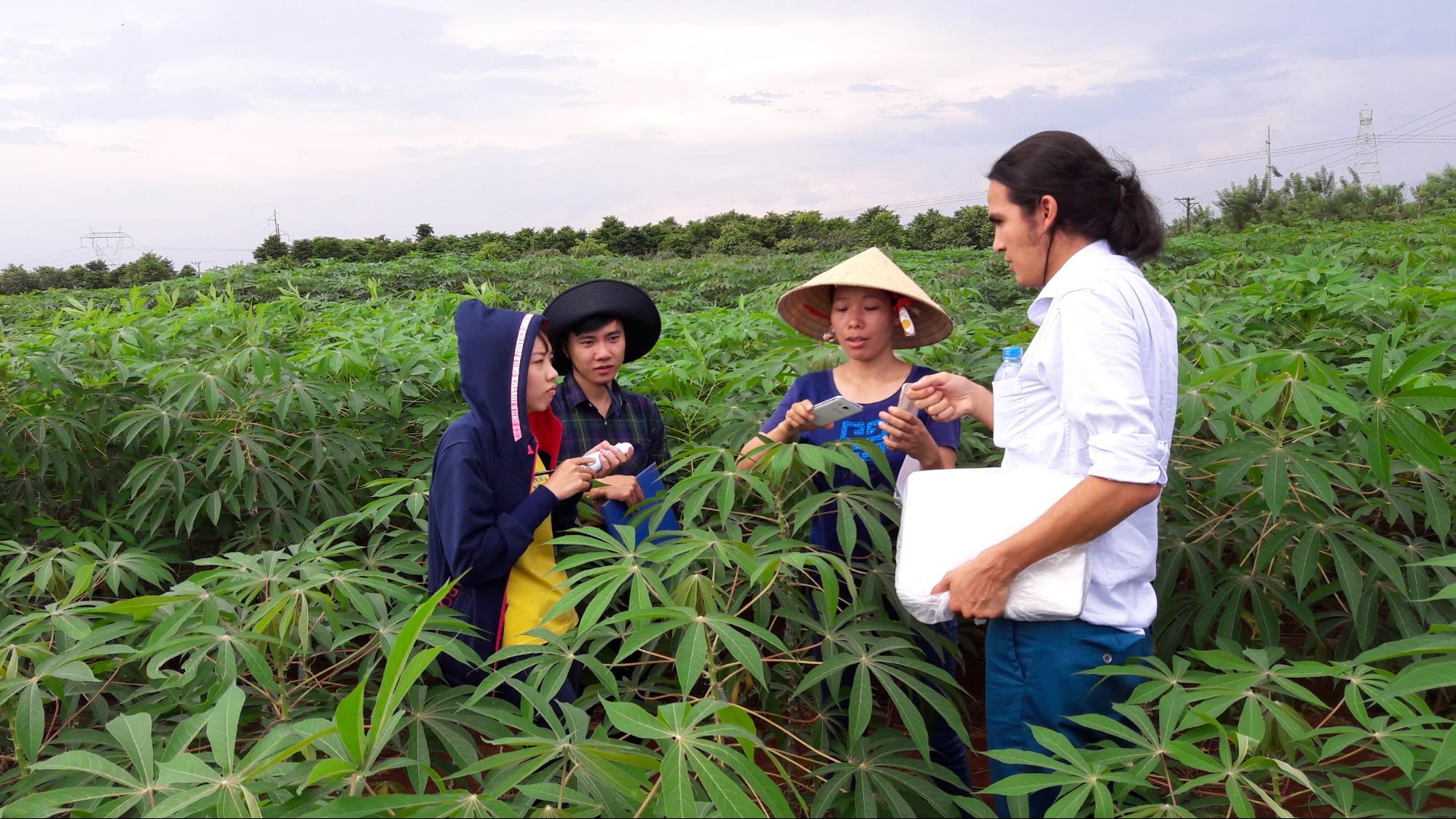 Project team at Hung Loc Center discussing aspects of the field monitoring